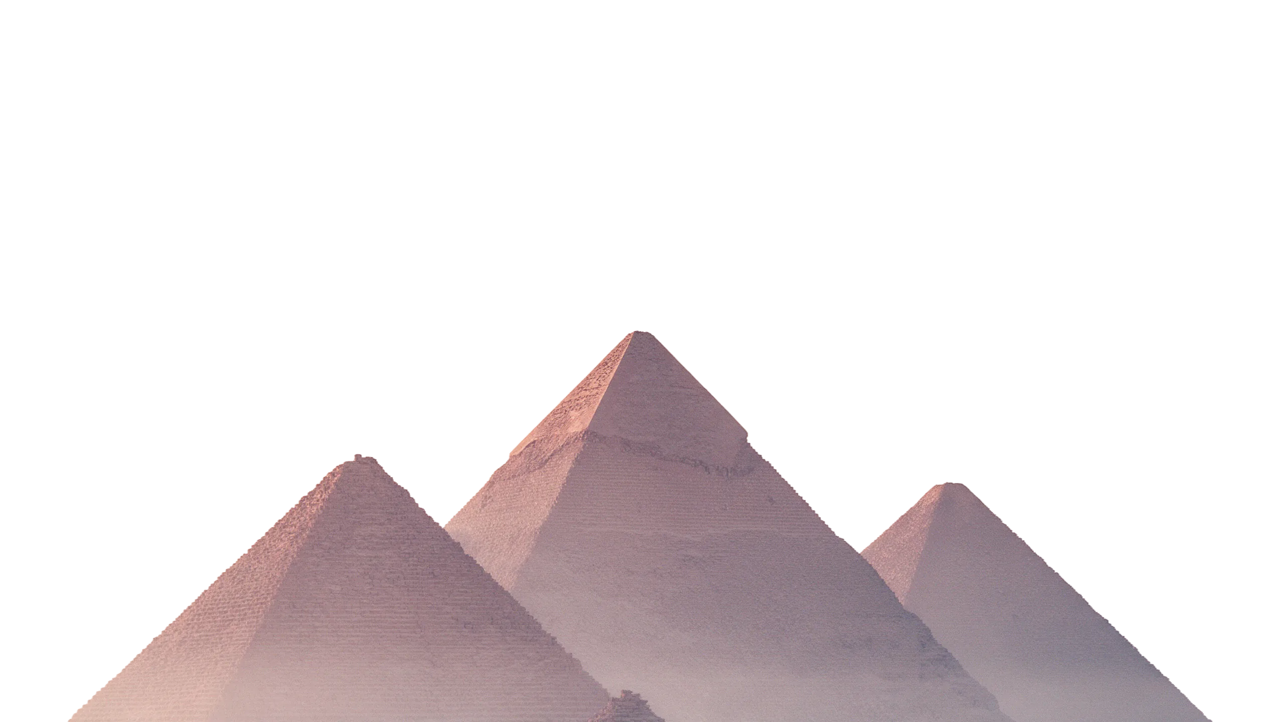 The three pyramids of Giza at first light
